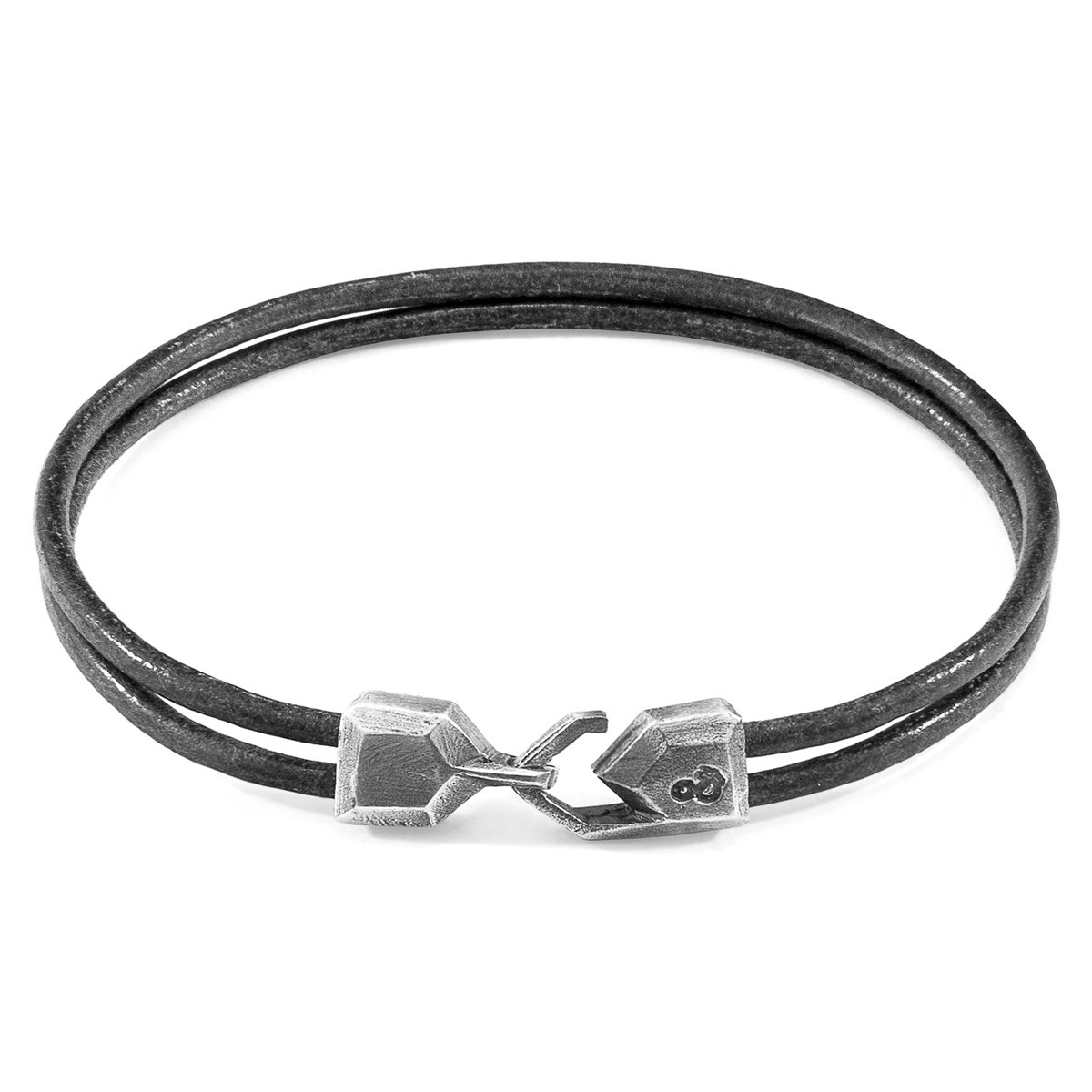 Shadow Grey Cromer Silver and Round Leather Bracelet
