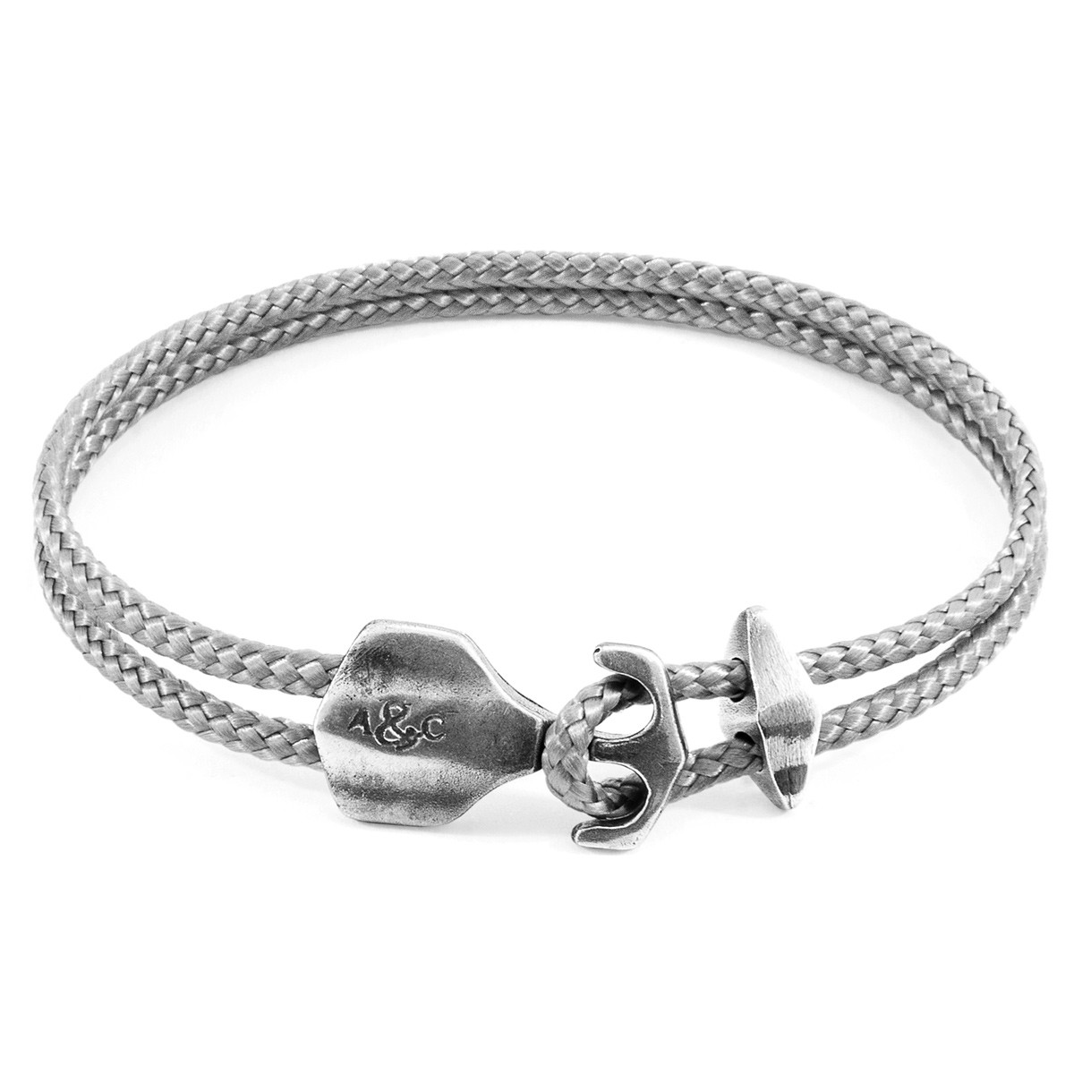 Classic Grey Delta Anchor Silver and Rope Bracelet