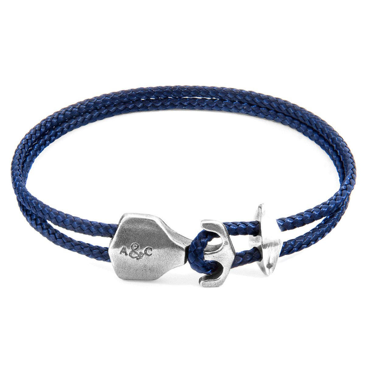 Navy Blue Delta Anchor Silver and Rope Bracelet