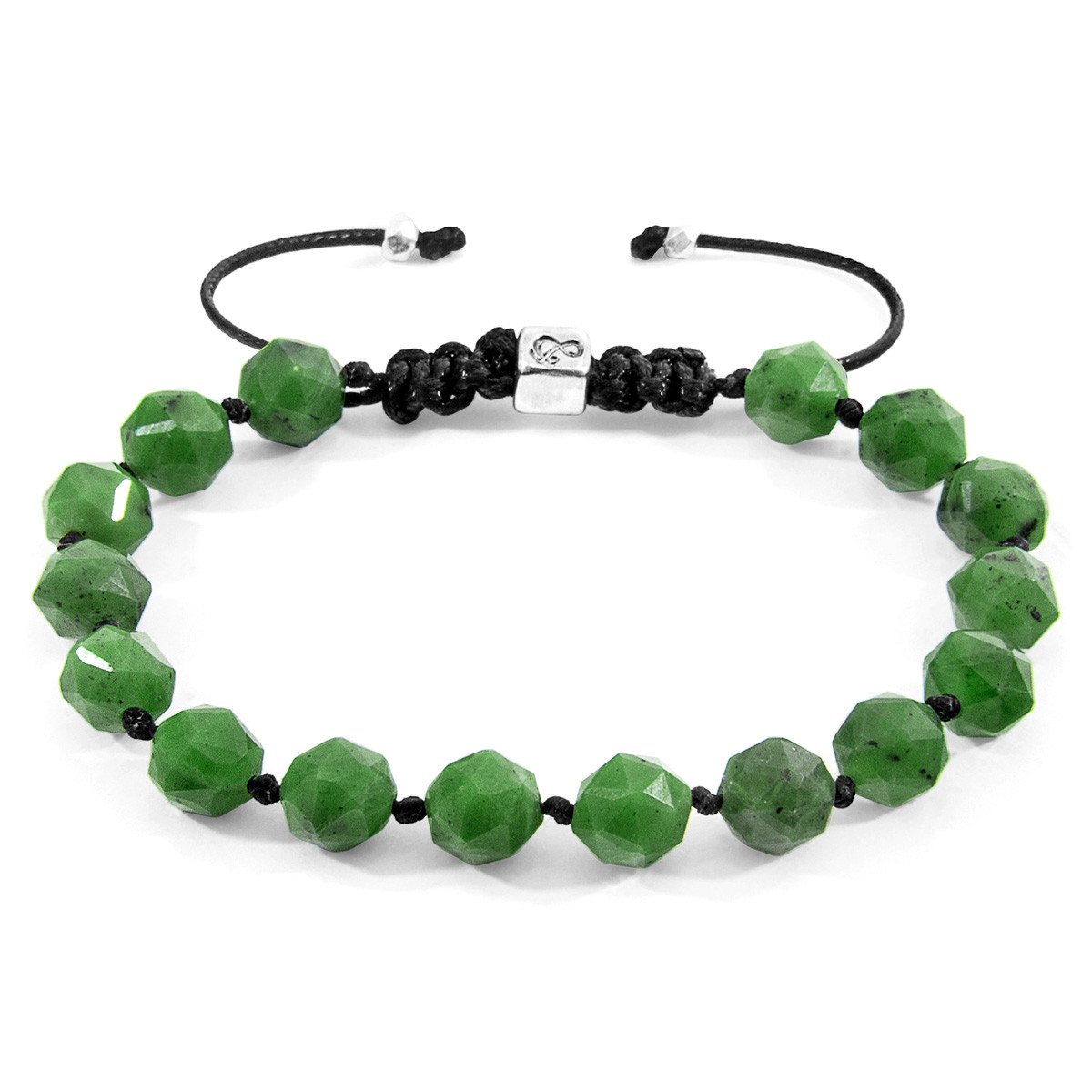 Green Jade Zebedee Silver and Stone Beaded Macrame Bracelet