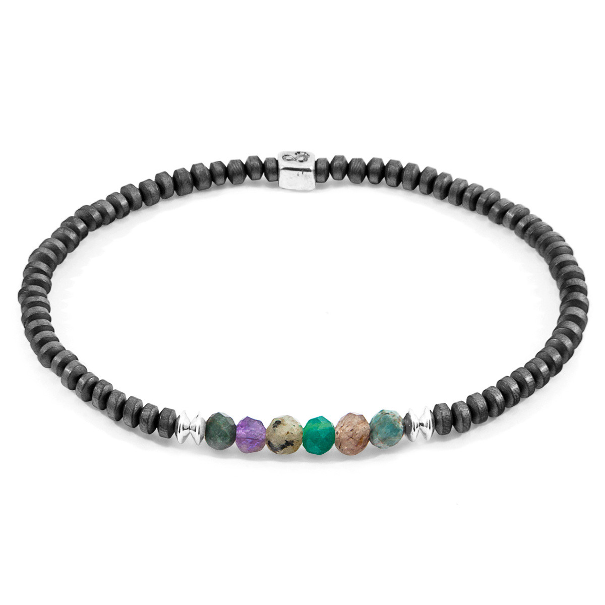Multicoloured Multi-Gem Paralana Silver and Stone Bracelet