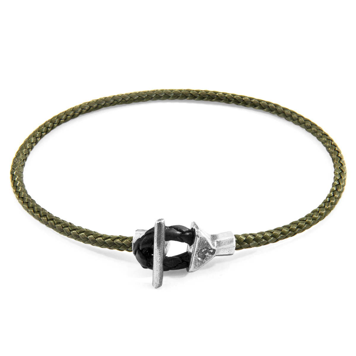 Khaki Green Cullen Silver and Rope Bracelet