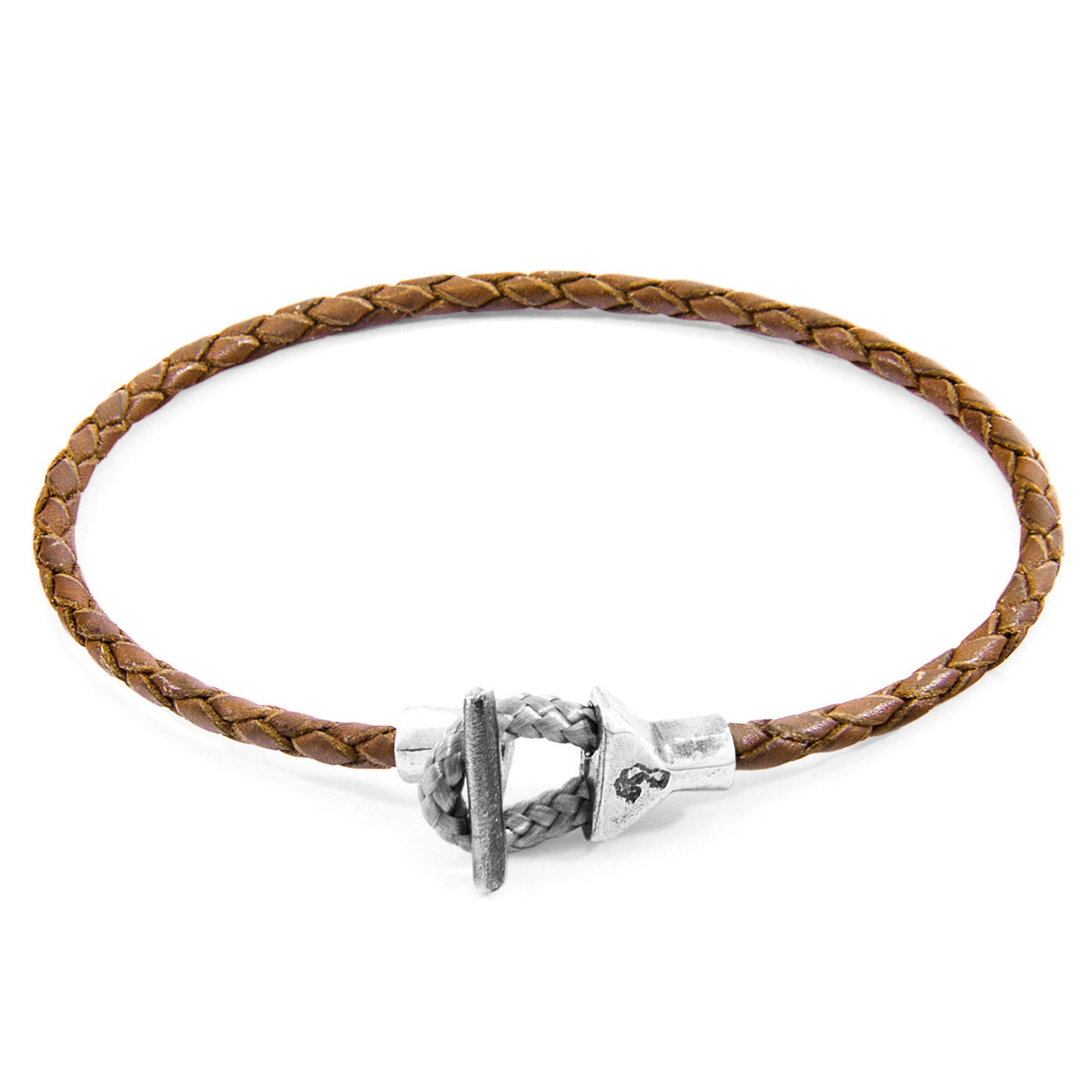 Light Brown Cullen Silver and Braided Leather Bracelet