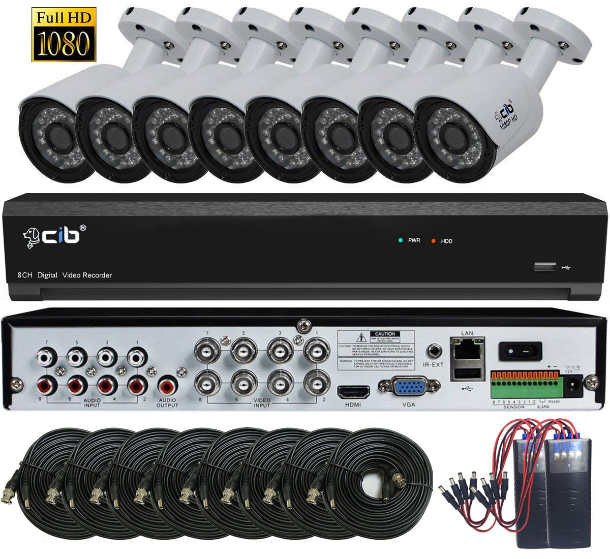 True Full Hybrid 8CH 5M DVR Security System with 8x5-Megapixel Bullet Color  Camera Network Remote Viewing - CIB Security Inc
