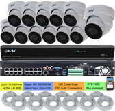 16CH NVR 16xPOE plus 16xNON-POE 8MP/5MP/4MP H.265,HDMI 4K Output, 12x5MP H.265 POE Weatherproof VandalProof Dome IP Cameras w/ 6TB HDD