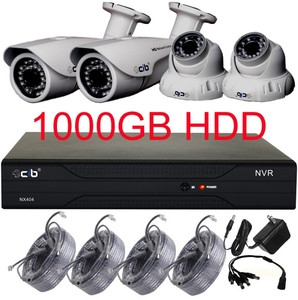 1TB HDD 4CH Wireless CCTV 1080P NVR Recorder Kit 4*Outdoor Wifi 720P IP Camera 