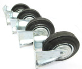 5" (125mm) Rubber Fixed Castor Wheels Trolley Furniture Caster (4 Pack) RM011