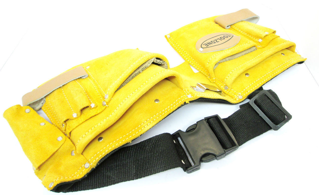 Quality 11 Double Pocket Suede Tool Belt / Pouch New TZ TB034