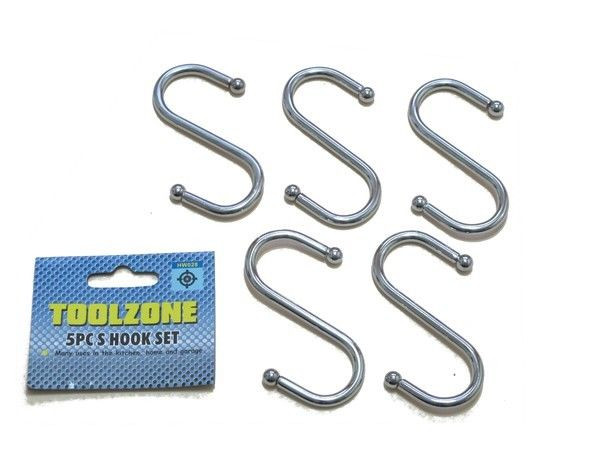 5pc S hook Stainless Steel Hooks 80mm Craft Hobby Kitchen Garage Tools TZ  HB028 - jrtoolsuk