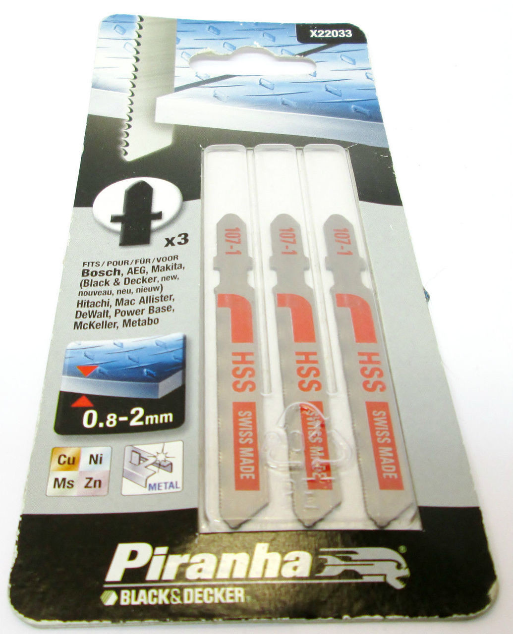 Piranha Black & Decker Jigsaw Blades For Metal / Sheet Metal 3 x 50MM X22033 New