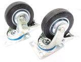4" (100mm) Rubber Swivel With Brake Castor Wheels Trolley Casters (2 Pack) RM010