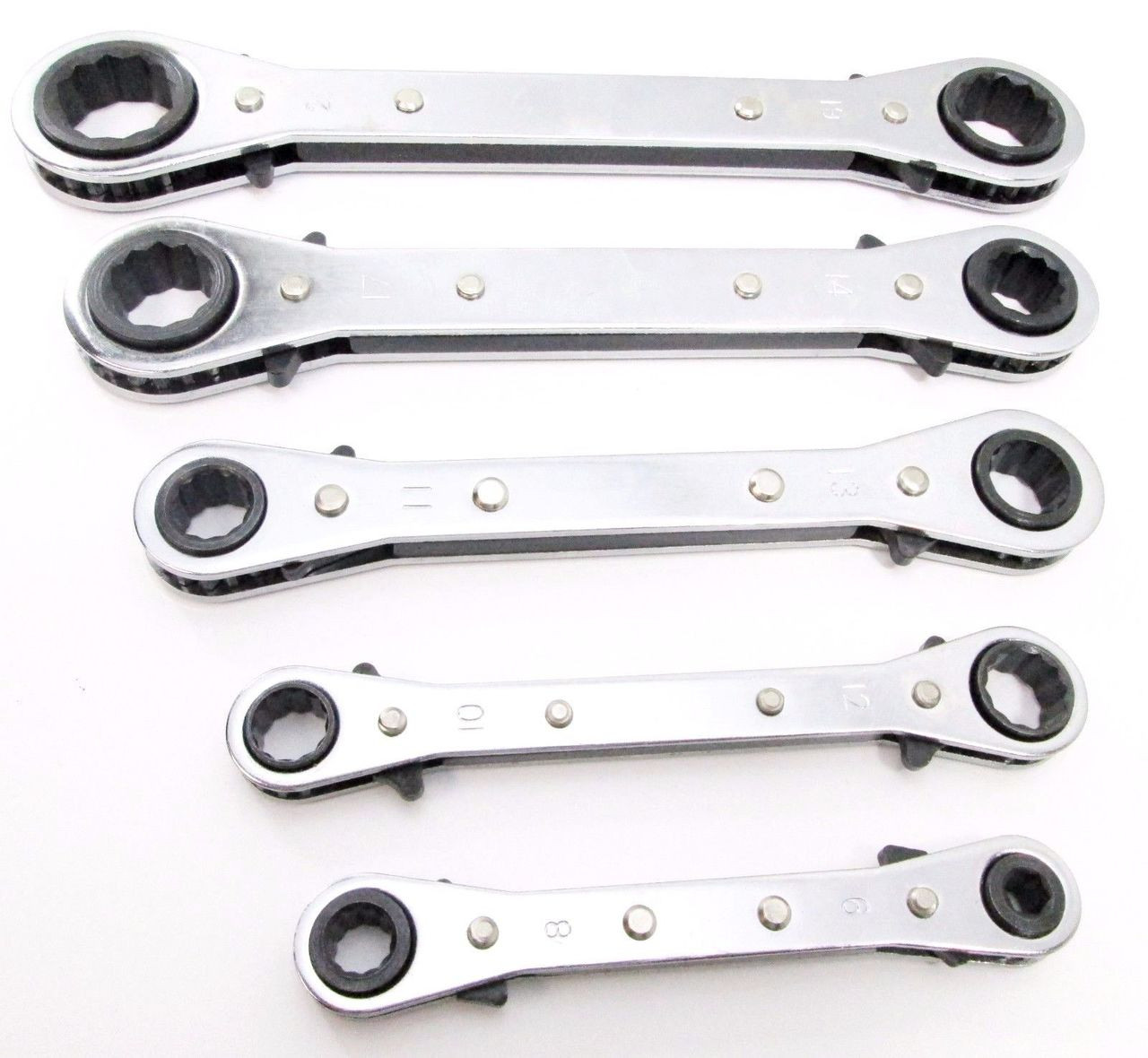 5pc Ratchet Spanner Set Metric Sizes Double Ring Wrench 6-21mm Reversible SP029 
