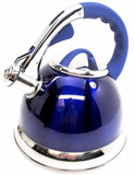 3.5 Litre Metallic Blue Stainless Steel Whistling Kettle Gas & Electric Hobs