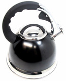 3.5 Litre Metallic Black Stainless Steel Whistling Kettle Gas & Electric Hobs