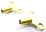 2 X Solid Brass Clock Type Radiator Bleed Heater Keys - Plumbing Tool Key PB020