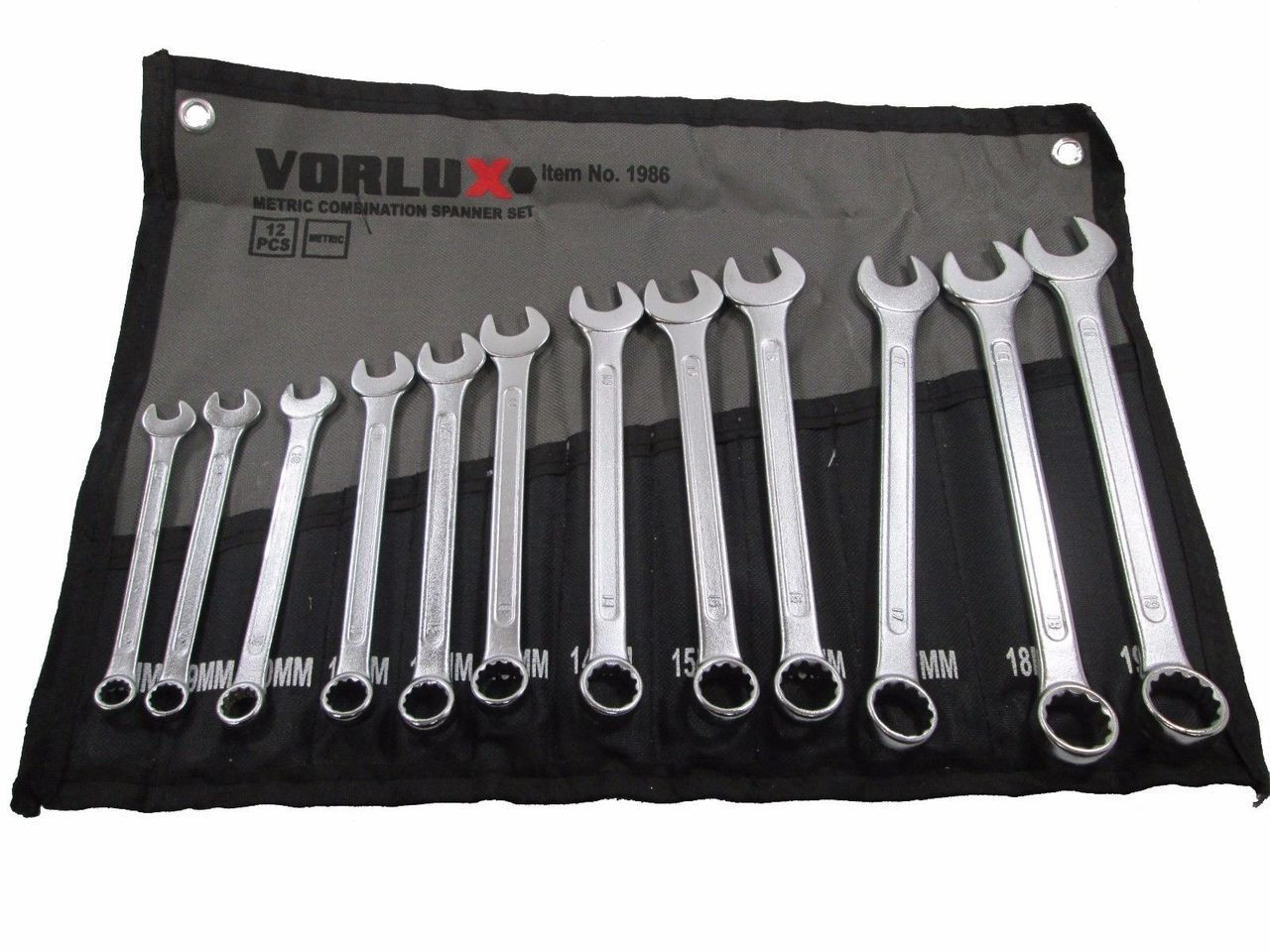 Vorlux by Bergen Tools 12pc Combination Spanner Set 8 - 19mm Ring Open 1986