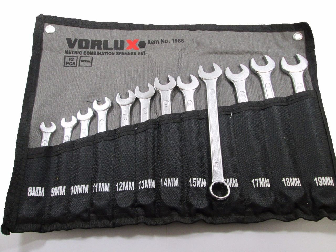 Vorlux by Bergen Tools 12pc Combination Spanner Set 8 - 19mm Ring Open 1986