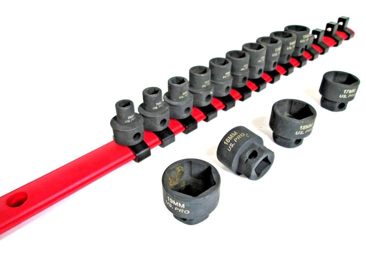 US PRO 3//8 Impact Socket Set Metric Stubby Shallow Sockets 6PT Hex 7-19mm NEW