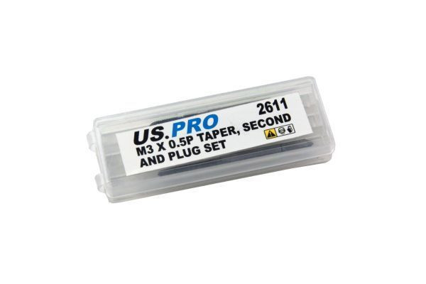 US PRO M3 x 0.5mm 3pc Thread Tap Taper Second & Plug Set HSS Thread Repair 2611