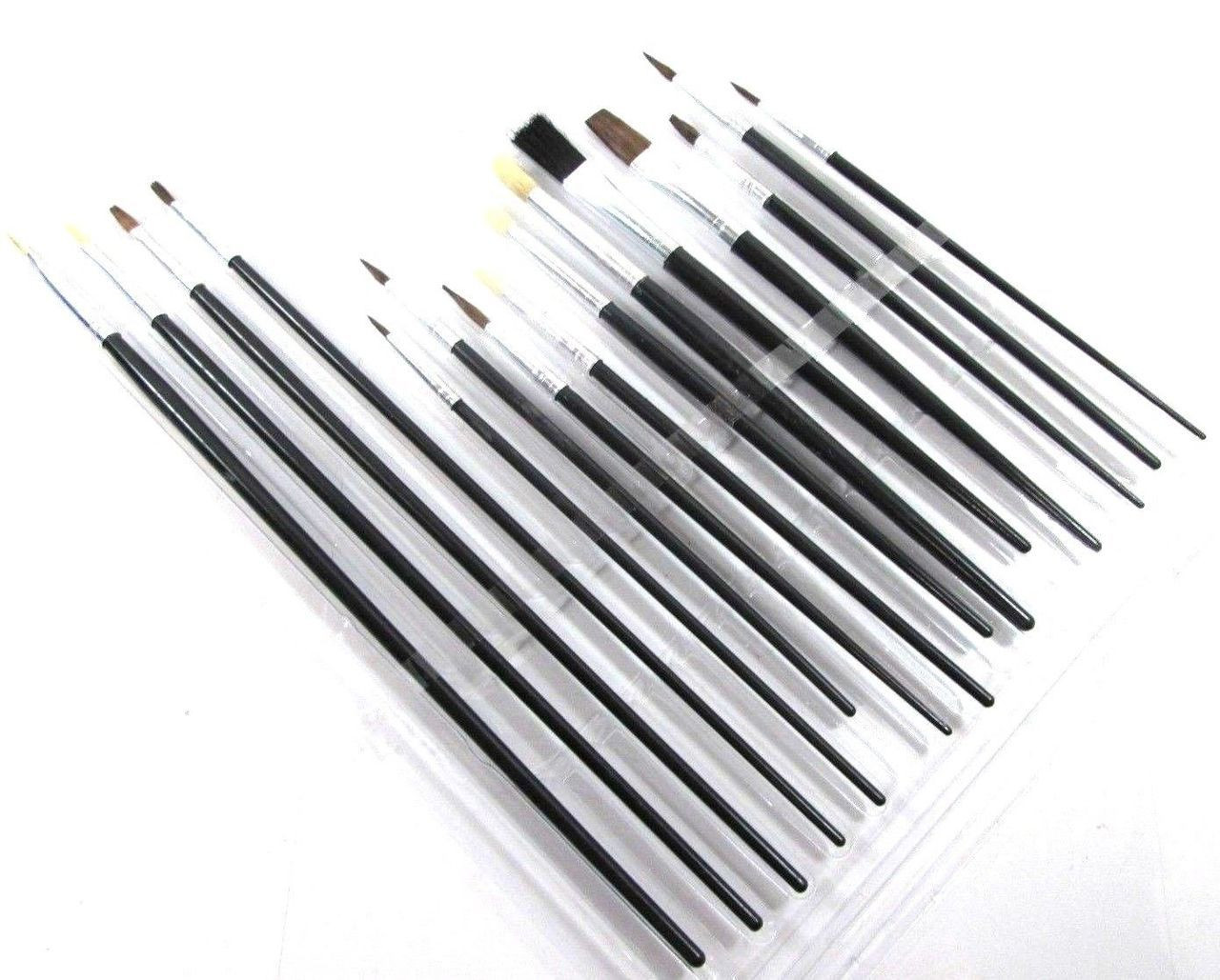  Craft15 pc Artist Brush Set Flat Pointed and RoundTipped Brushes BR015