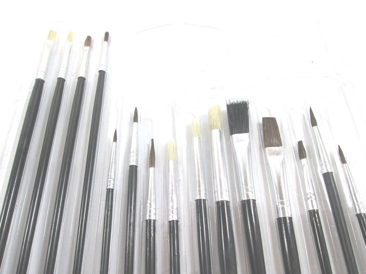 Craft15 pc Artist Brush Set Flat Pointed and Round Tipped Brushes BR015