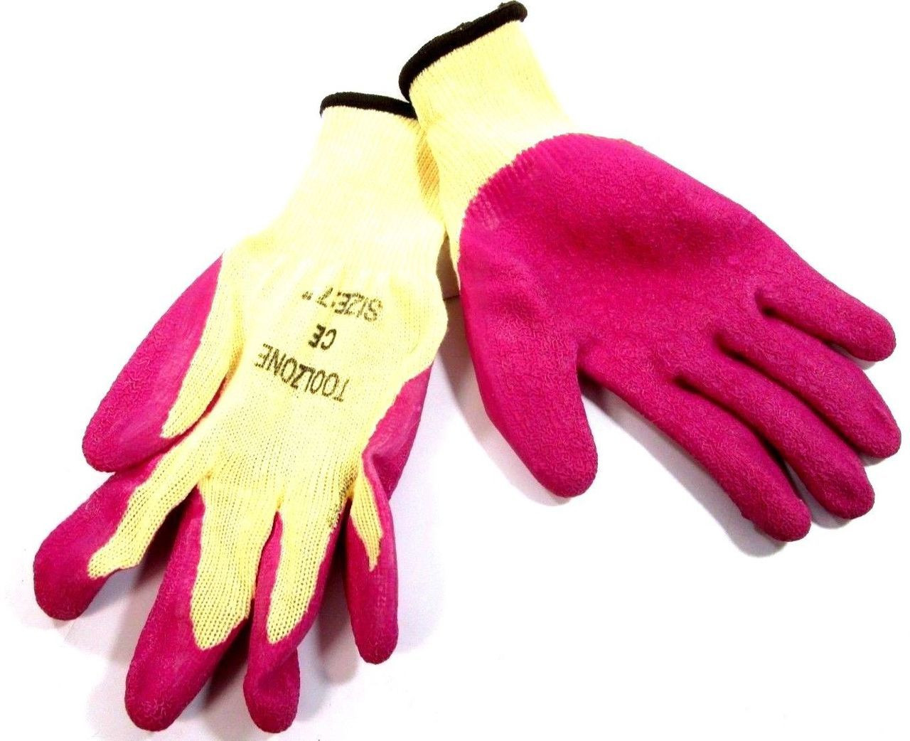 Ladies 7 " Ex Small Latex Dipped Gardening Work Gloves Pink GL037