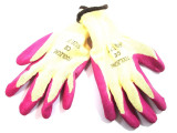 Ladies 7 " Ex Small Latex Dipped Gardening Work Gloves Pink GL037