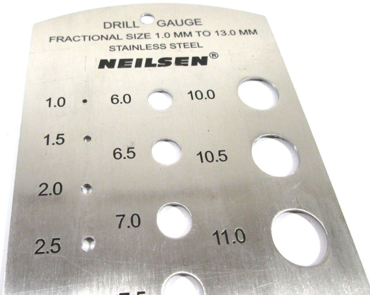 Hole Sizer  CT4308 Neilsen Drill Bit Gauge Size Checker Metric MM 