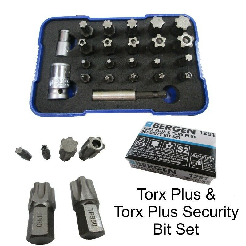 Bergen 23pc Torx Plus and Torx Plus Security Bit Set S2 TP TPS 10 to 60 1291 