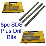 8pc SDS Plus Drill Bit Set Masonry Concrete Drilling With Case DR126