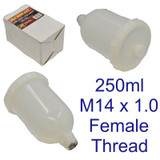 Gravity Feed Spray Paint Plastic Paint Pot 250ml Capacity M14 Female Thread 8158