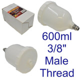 Gravity Feed Spray Paint Plastic Paint Pot 600ml Capacity 3/8" Male Thread 8156