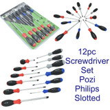 Vewerk 12pc General Purpose Screwdriver Set Slotted Phillips Parallel Pozi 1582