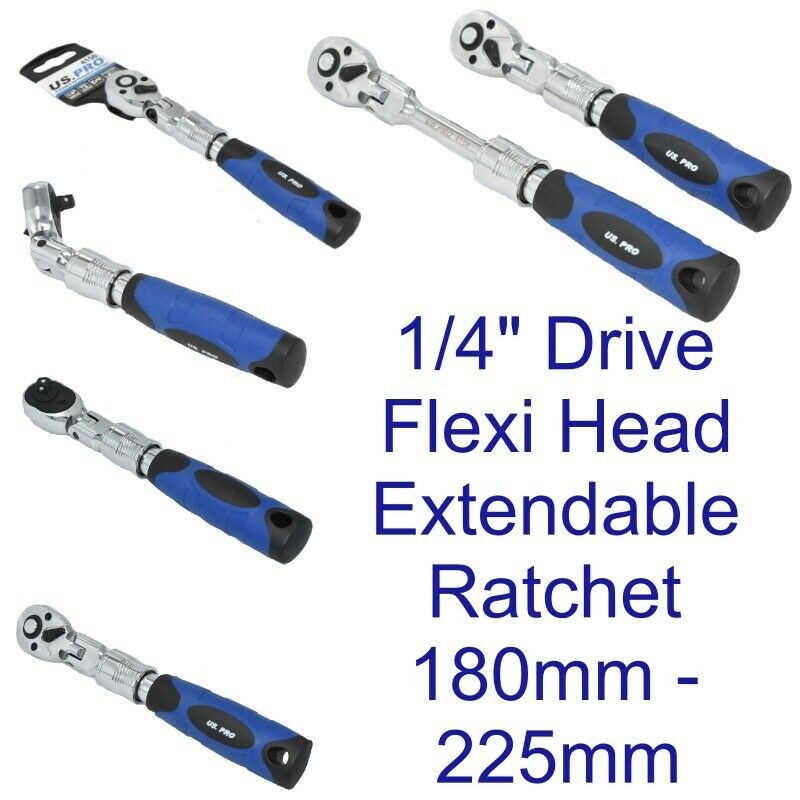 Flexible Extendible Socket Ratchet Handle 1/4 Inch Drive 72T US PRO 4156 