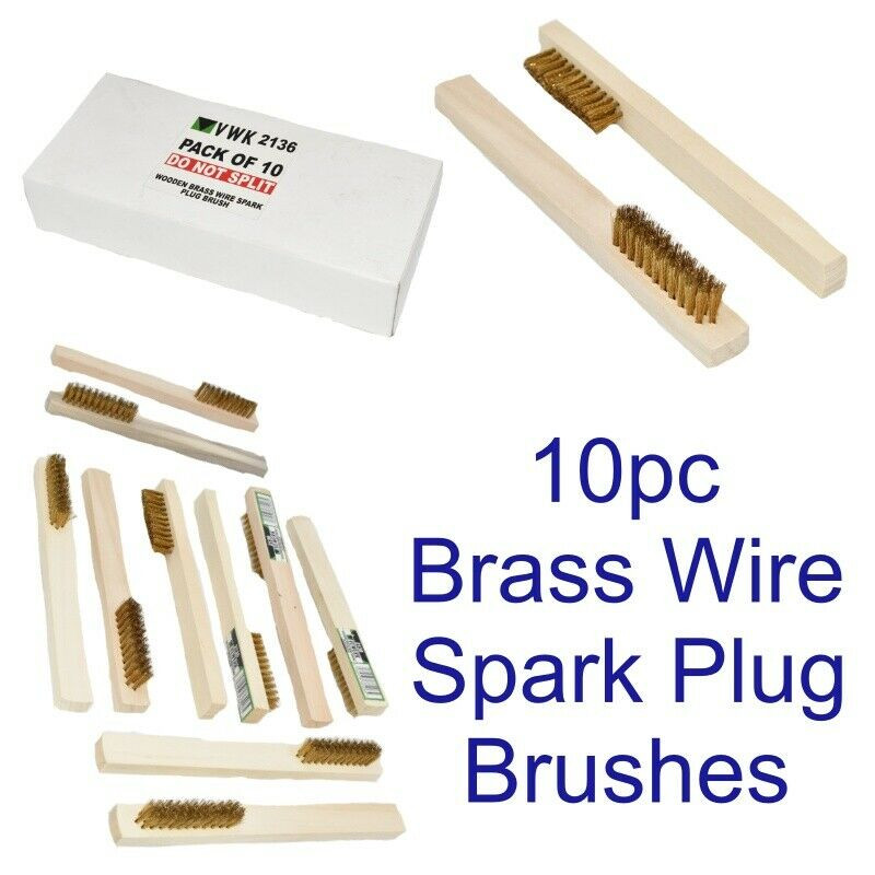 Spark Plug Electrical Terminal Brass Wooden Brush Cleaner Cleaning 10 Pack 