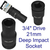 US PRO 3/4" Drive 21mm Metric Double Deep Impact Socket 6 Sided Single Hex 3409
