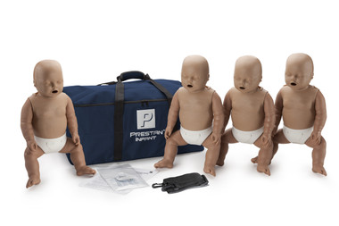 PRESTAN Infant Manikins 4-Pack with CPR Monitor - Dark Skin (PP-IM-400M-DS)