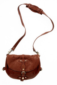 [Sample] Donatello, brown leather handbag with shoulder strap