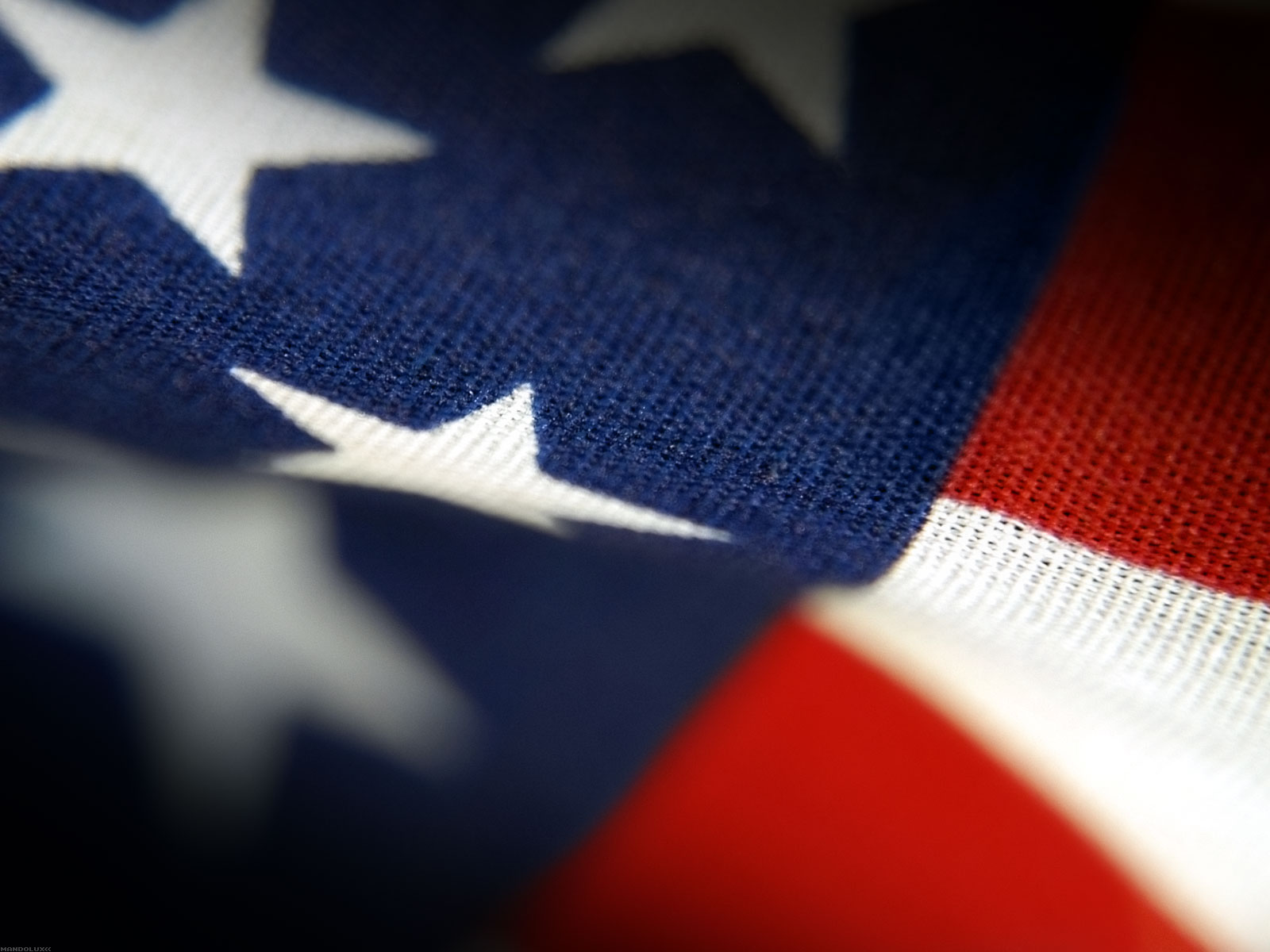 Closeup image of waving American Flag
