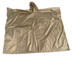 A tan-colored rain poncho, spread flat on a white background