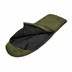 Wiggy's Hunter Ultima Thule sleeping bag in olive drab, lying open, isolated against a white background, lying with hood open.