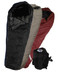 Three Wiggy's Backpacker sleeping bags stacked on top of each other showing a sample of available color options
