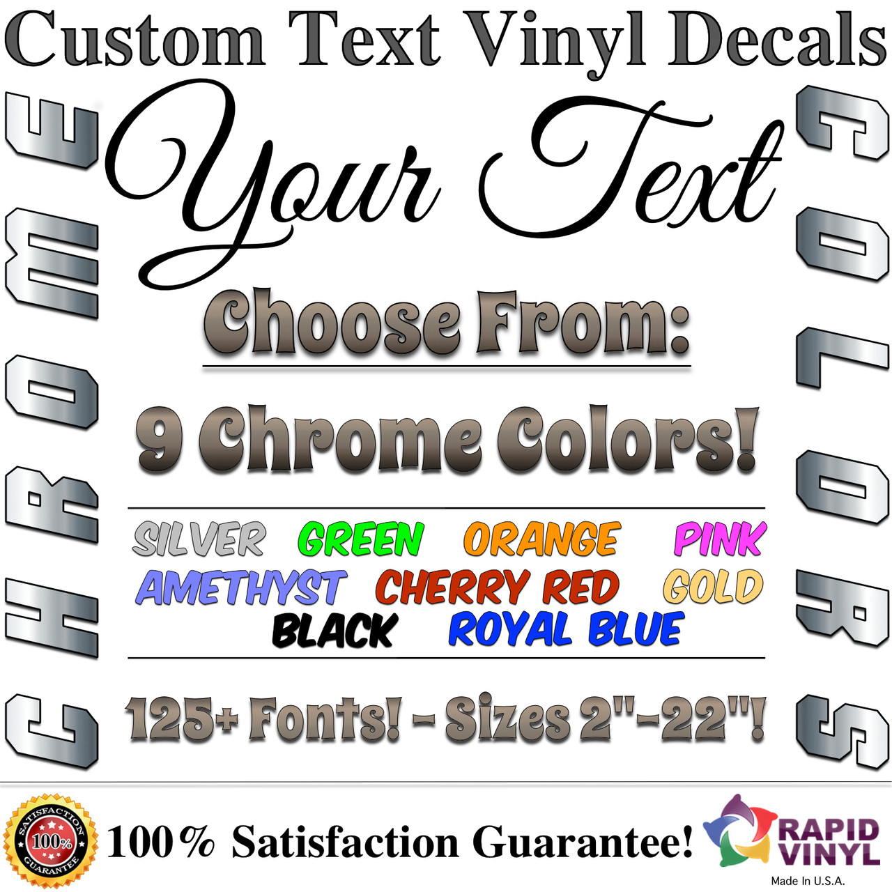 8 colors Custom Highly Reflective Vinyl 2.0" Inch Letters/Numbers 