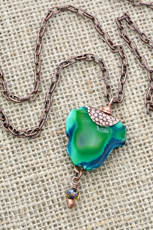 Copper + Agate Gemstone Necklace Tutorial DIY