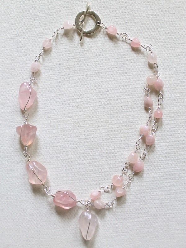 Rose Quartz Necklace Tutorial DIY