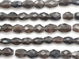 Dark Smoky Quartz Faceted Tabular Gemstone Beads 8-12mm (GS836)