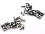 Leaping Horse w/Hearts - Pewter Pendant (PW243)