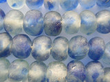 Blue & Clear Recycled Glass Beads 14-16mm - Africa (RG152)