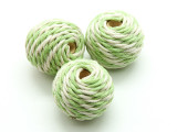 Cotton Wrapped Bead - Mint Green & White 25mm (CT114)