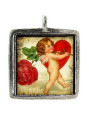 Cupid w/Rose - Pewter Picture Pendant (PW420)